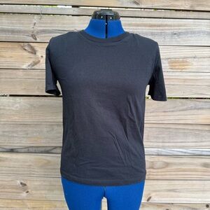 Zara Black Short Sleeve Tee Shirt with Shoulder Pads